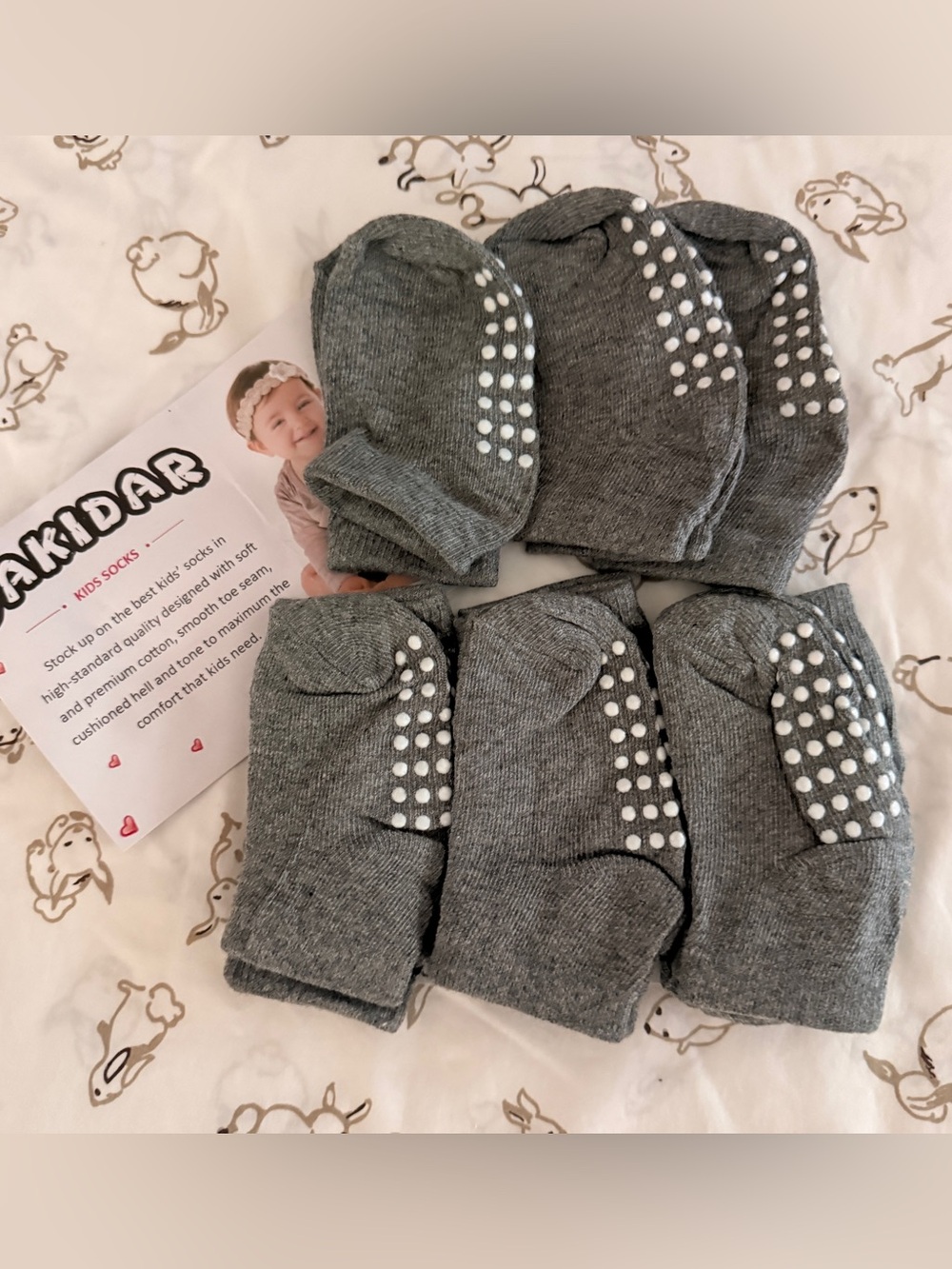 Kids Grip Socks - Gray 6-12 m